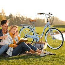Load image into Gallery viewer, Aukfa 26" Cruiser Bike, 7 Speed Bicycle Hybrid Bikes for Women Girls Ladies, Arctic