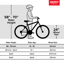 Load image into Gallery viewer, Huffy 24" Rock Creek Mountain Bike, Fits Riders 4'8" - 5'8", Gray, Adult, Men'S