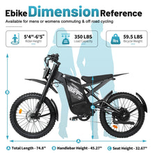 Load image into Gallery viewer, OUXI GT2000 Electric Dirt Bike for Adults, 3000W Peak Electric Motorcycle, 37MPH Electric Bike, 48V 30ah Battery, 85+Miles Mountain Bike, 24" Fat Tire Ebike, Hydraulic Brakes, Full Suspension, UL2849