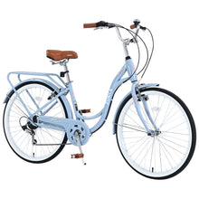 Load image into Gallery viewer, Aukfa 26" Cruiser Bike, 7 Speed Bicycle Hybrid Bikes for Women Girls Ladies, Arctic