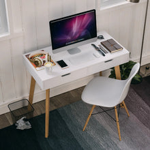 Load image into Gallery viewer, Homfa White Desk with Drawers, Study Work Desk Table for Home Office Writing