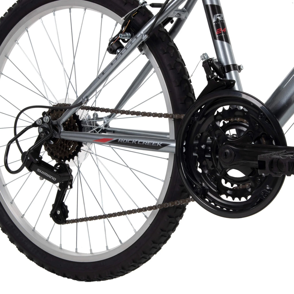 Huffy 24" Rock Creek Mountain Bike, Fits Riders 4'8" - 5'8", Gray, Adult, Men'S