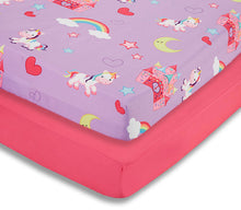 Load image into Gallery viewer, Everyday Kids 2 Pack Fitted Girls Crib Sheet, 100% Soft Breathable Microfiber, Baby Sheet, Fits Standard Size Crib Mattress 28in x 52in, Nursery