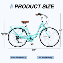Load image into Gallery viewer, Aukfa 26" Cruiser Bike, 7 Speed Bicycle Hybrid Bikes for Women Girls Ladies, Arctic