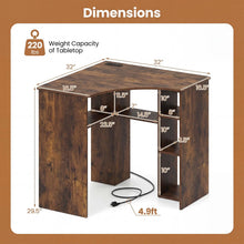 Load image into Gallery viewer, Tangkula 90-Degree Triangle Corner Desk with Charging Station &amp; Open Storage Shelves
