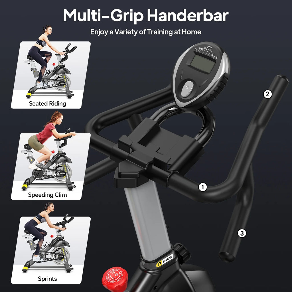 Pooboo Stationary Exercise Bike Indoor Cycling Bike Cycle Bicycle Adjustable Resistance for Home Office Cardio Workout Machine Max Weight 350 lb