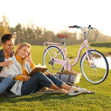 Load image into Gallery viewer, Aukfa 26" Cruiser Bike, 7 Speed Bicycle Hybrid Bikes for Women Girls Ladies, Arctic