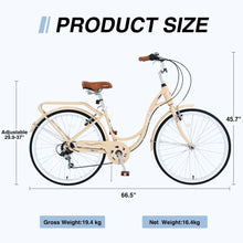 Load image into Gallery viewer, Aukfa 26" Cruiser Bike, 7 Speed Bicycle Hybrid Bikes for Women Girls Ladies, Arctic