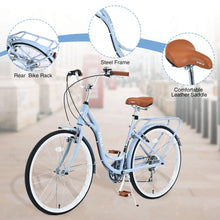 Load image into Gallery viewer, Aukfa 26" Cruiser Bike, 7 Speed Bicycle Hybrid Bikes for Women Girls Ladies, Arctic