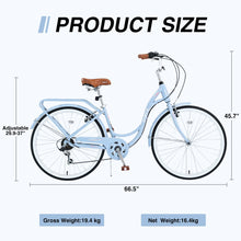Load image into Gallery viewer, Aukfa 26" Cruiser Bike, 7 Speed Bicycle Hybrid Bikes for Women Girls Ladies, Arctic