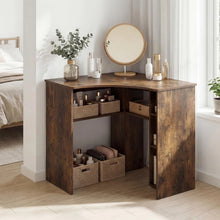 Load image into Gallery viewer, Tangkula 90-Degree Triangle Corner Desk with Charging Station &amp; Open Storage Shelves