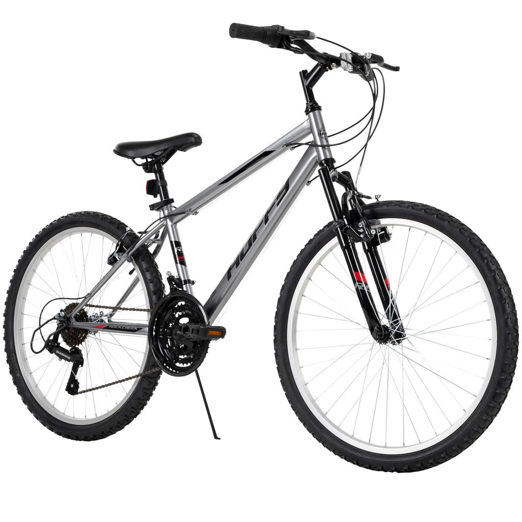 Huffy 24" Rock Creek Mountain Bike, Fits Riders 4'8" - 5'8", Gray, Adult, Men'S