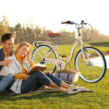 Load image into Gallery viewer, Aukfa 26" Cruiser Bike, 7 Speed Bicycle Hybrid Bikes for Women Girls Ladies, Arctic