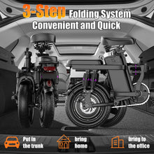 Load image into Gallery viewer, AZHAR 1200W Foldable Electric Bike for Adults, 48V 15ah Removable Battery, 14" Ebike, UL 2849