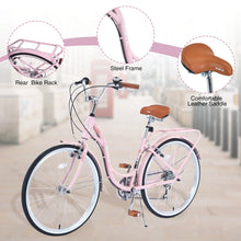Load image into Gallery viewer, Aukfa 26" Cruiser Bike, 7 Speed Bicycle Hybrid Bikes for Women Girls Ladies, Arctic