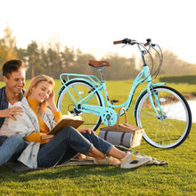Load image into Gallery viewer, Aukfa 26" Cruiser Bike, 7 Speed Bicycle Hybrid Bikes for Women Girls Ladies, Arctic