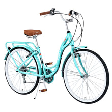 Load image into Gallery viewer, Aukfa 26" Cruiser Bike, 7 Speed Bicycle Hybrid Bikes for Women Girls Ladies, Arctic