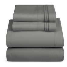 Load image into Gallery viewer, Nestl Bedding Cal King 4 Piece Bed Sheet Set - Deep Pocket Fitted Sheet. Charcoal Stone Gray King/California King Grey