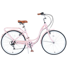 Load image into Gallery viewer, Aukfa 26" Cruiser Bike, 7 Speed Bicycle Hybrid Bikes for Women Girls Ladies, Arctic